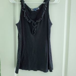 American Eagle Medium Black Ruffle Tank GUC